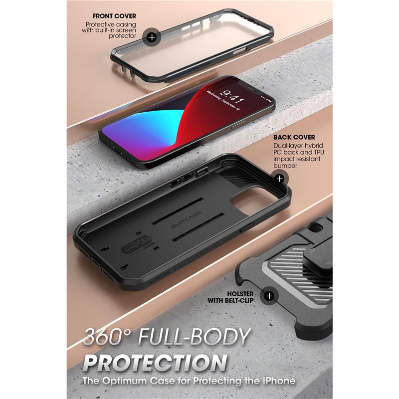 Supcase Voor Iphone 12 Pro Max Case 6.7 &quot;) ub Pro Full-Body Robuuste Holster Cover Met Ingebouwde Screen Protector &amp; Kickstand