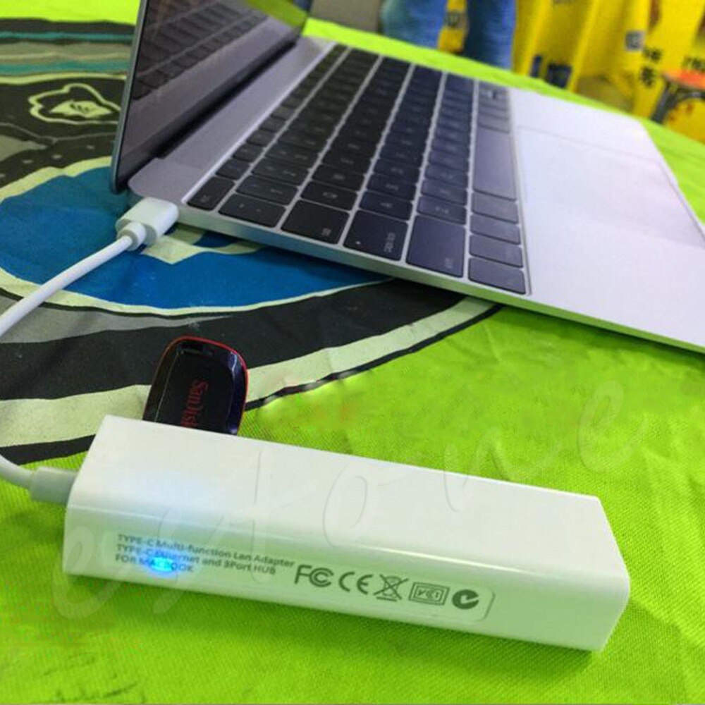 Usb 3.1 type c usb-c meerdere 3- poorts hub met ethernet netwerk lan-adapter