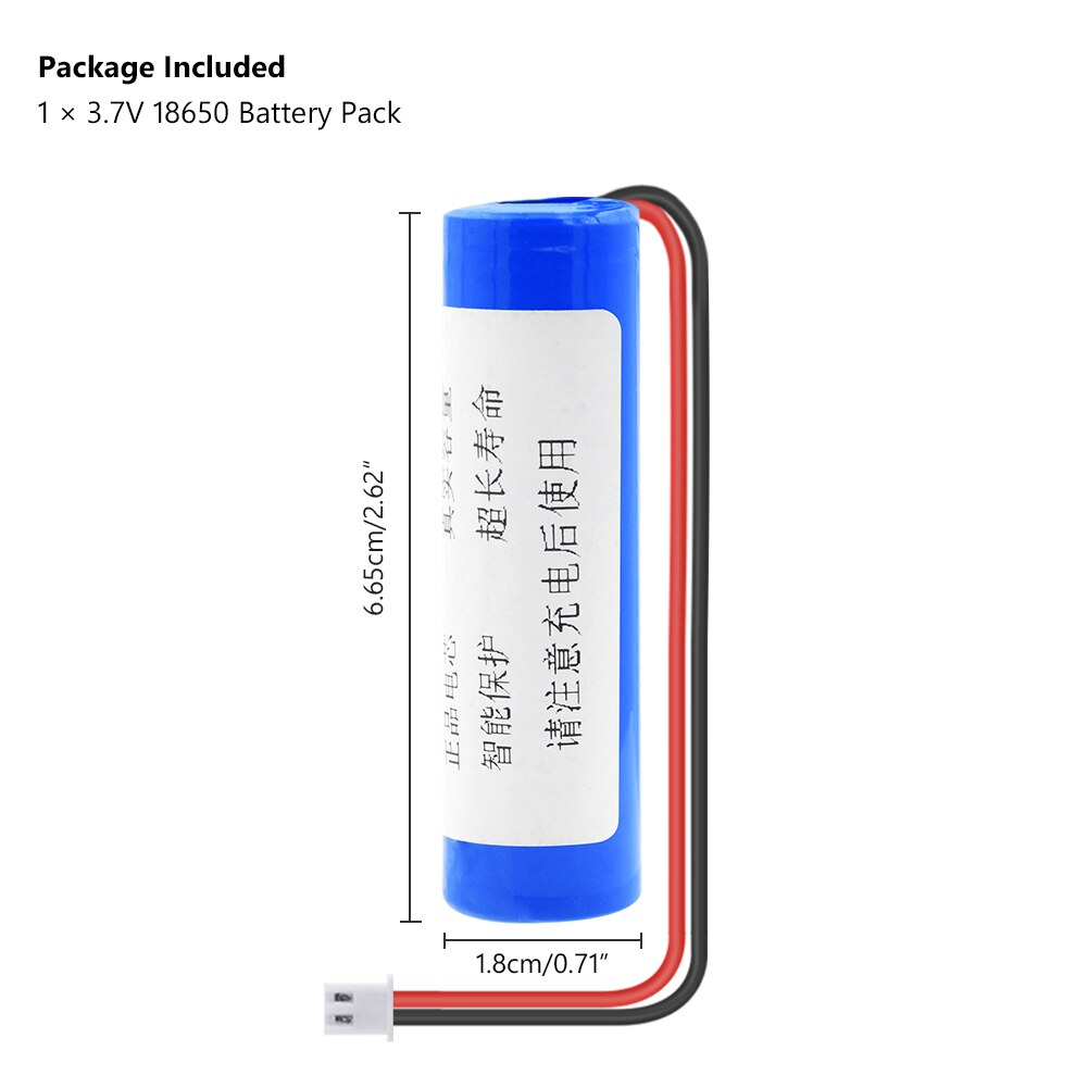YCDC 18650 Rechargeable Battery - 3000mAh Li-ion Cell with XH 2Pin Connector
