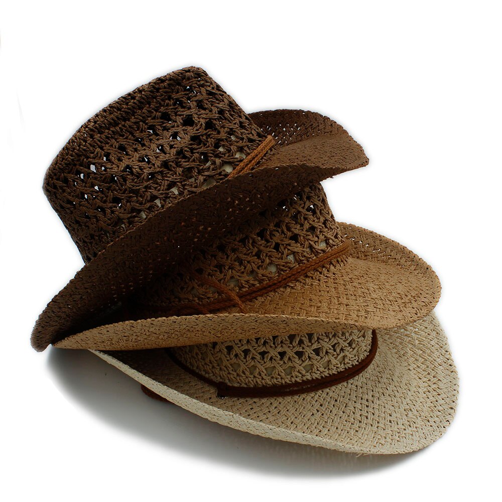 Fait main Hommes D'été De Paille Toquilla Chapeau de Cowboy Pour Homme Rouleau Bord Boater Papa Panama Chapeau de Jazz