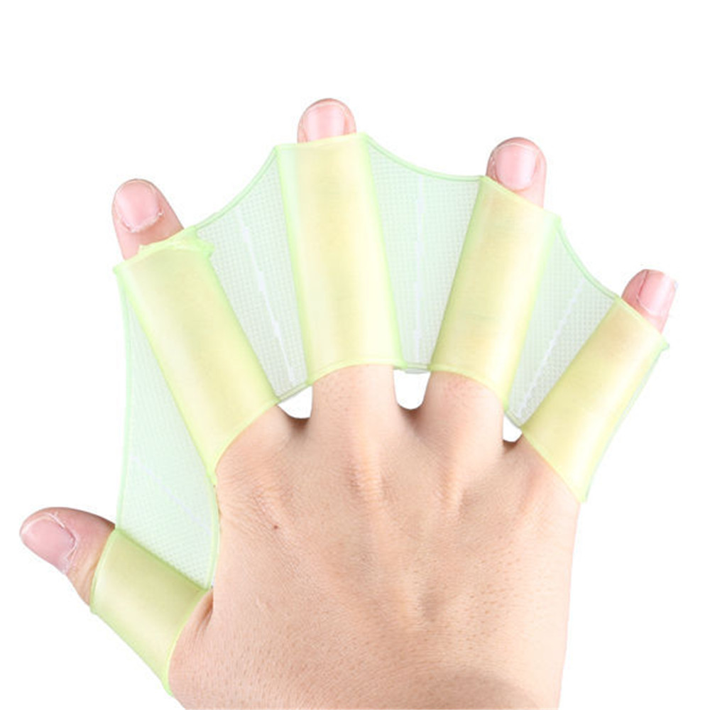 Schwimmen Hand Finger flosse Lernen Schwimmbad Zubehör Finger tragen Hand Netz Flossen Ausbildung Tauch handschuhe Schwimmen Schwimmbad Paddel: Weiß / M