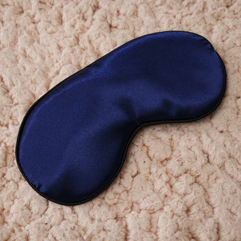 1Pcs Pure Silk Sleep Rest Eye Mask Padded Shade Cover Travel Relax Aid Blindfolds sex game-25: Dark blue