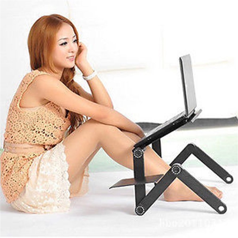 0.48m Portable Foldable Aluminum Alloy Laptop Computer Notebook Table Stand Desk Bed Tray Enjoy Fun in Home With Fan