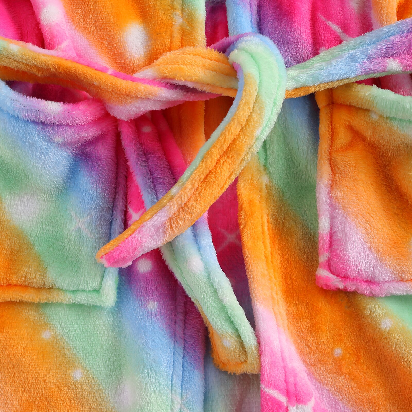 Baby Meisjes Kleurrijke Flanel Warme Badjas Dier Vormige Hooded Badjas Met Steekzakken En Tailleband Voor Herfst En Winter