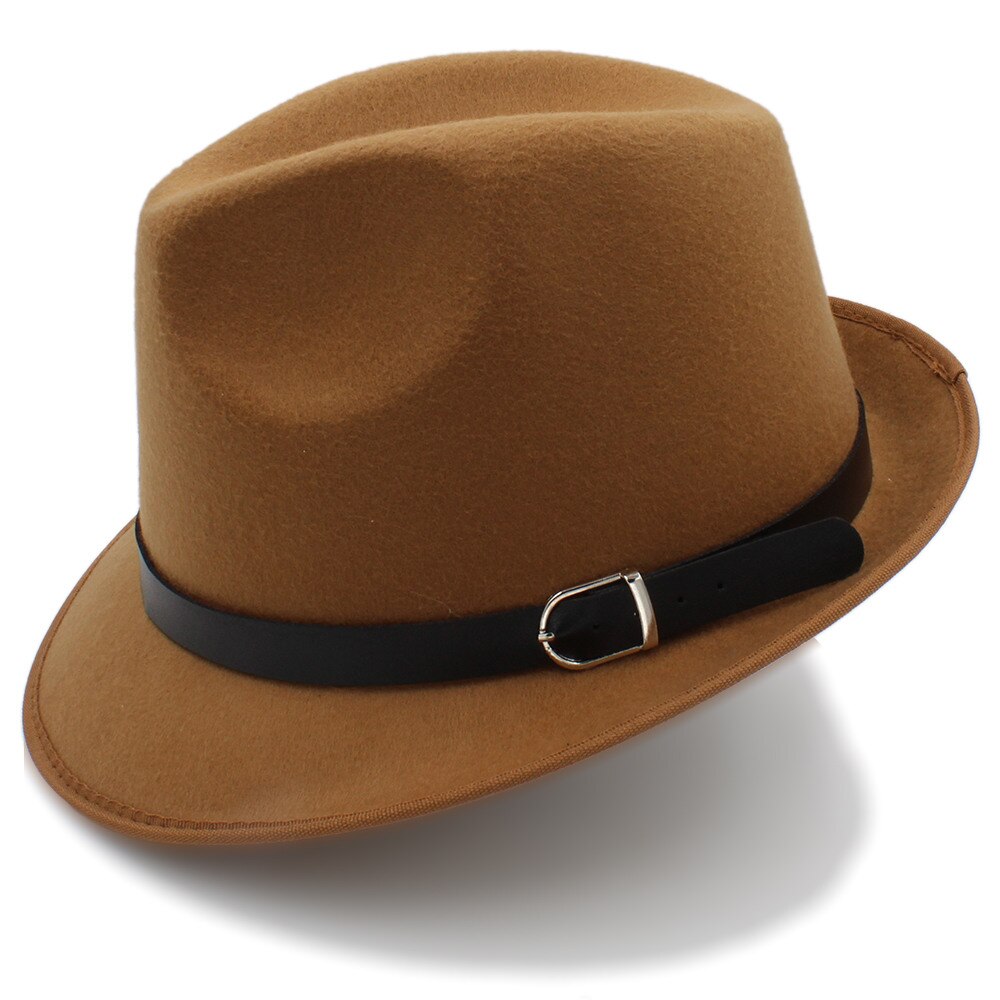 Dad Men's Chapeu Feminino Hat For Gentleman Gentleman Winter Autumn Wool Church Felt Fedora Homburg Jazz Hat Size 58CM