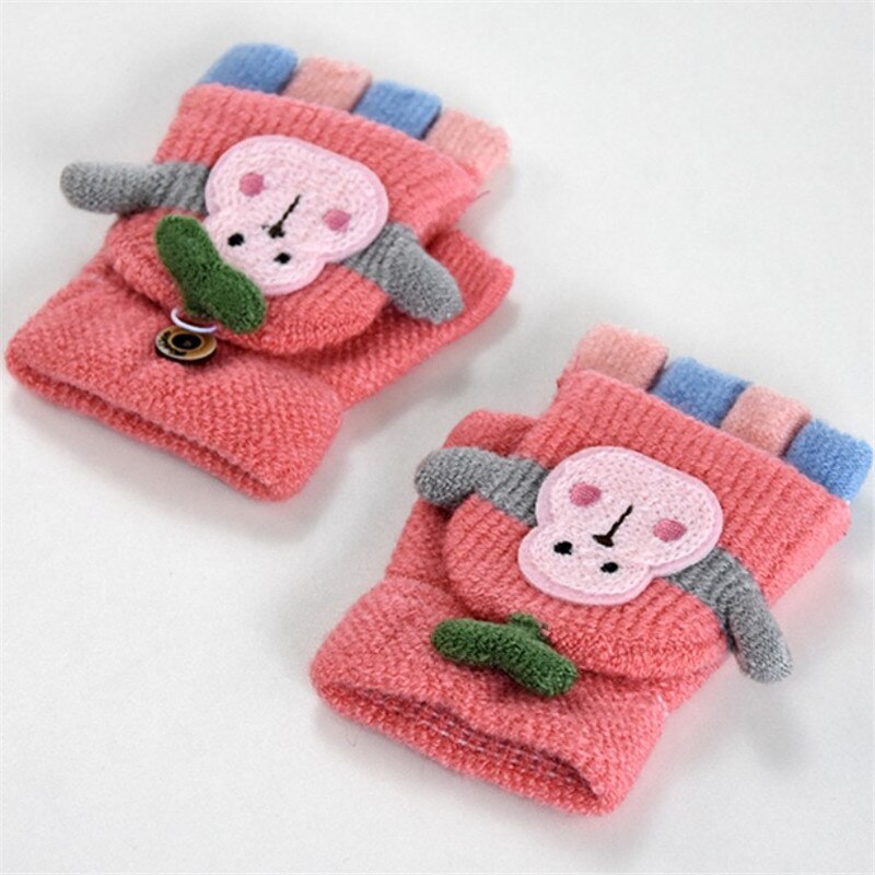 Leuke Baby Handschoenen Winter Warm Kids Handschoenen voor 1 tot 5 Y Kind Handschoenen Kindje Vinger Handschoenen met Flip Wanten: rose