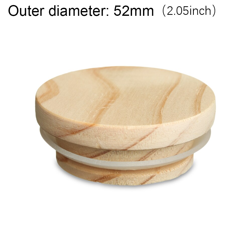 70mm/86mm Reusable Bamboo Wood Lids Mason Jar Lid with Straw Hole Silicone Seal Ring Wide Mouth Cup Covers Caps Decor Crafts: 52mm-pine wood