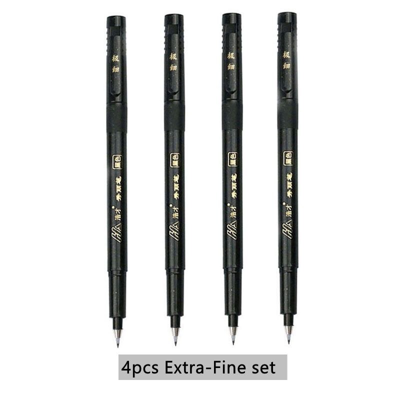 4pcs Hand Lettering Calligraphy Pen Set Extra Fine Brush Waterproof Pigment for Beginners Writing Signature Drawing Art Supplies: PURPLE