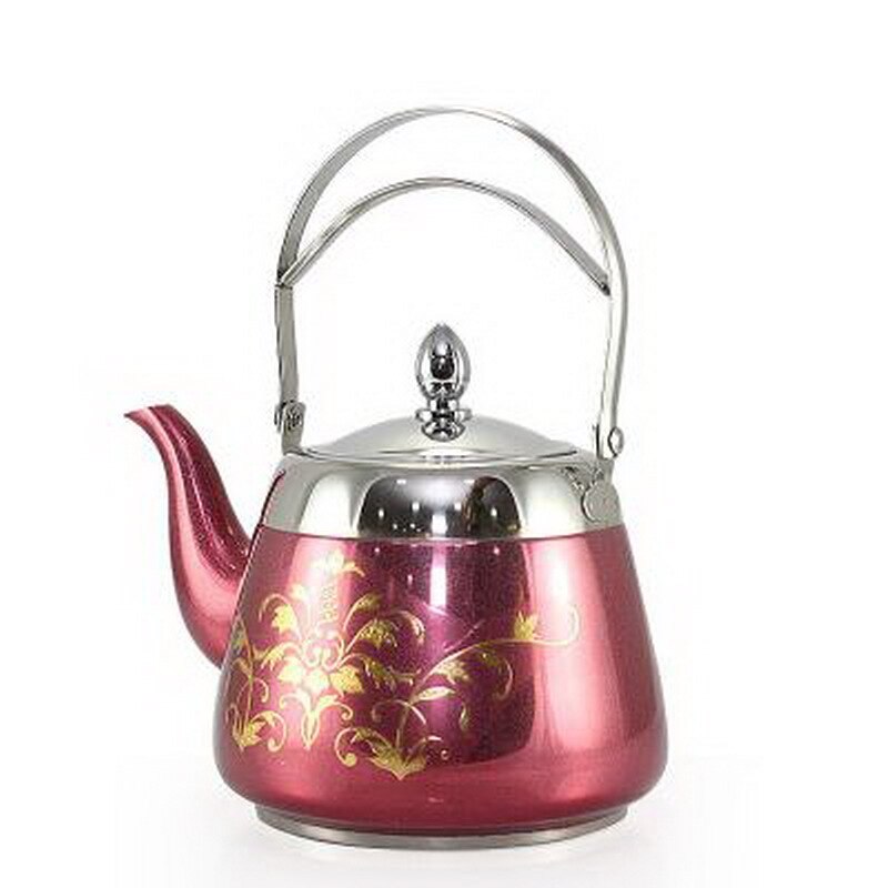 Med tefilter rustfrit stål vandkedel blomstermønster palads tekande tykkere bund kung fu tekedel kaffekande