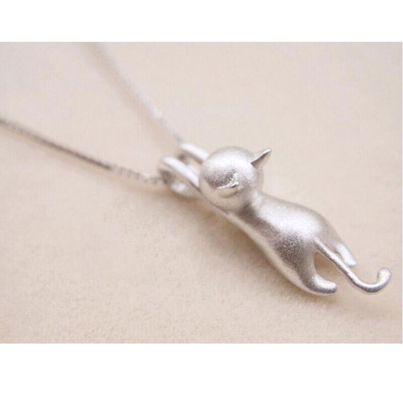 925 Sterling Zilveren Ketting Leuke Kat Animal Hangers &amp; Kettingen Voor Vrouwen Choker Collares