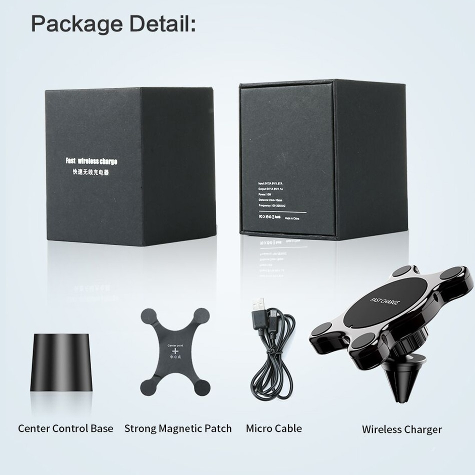 10W Magnetic Wireless Car Charger - Type-C Fast Charging for iPhone, Samsung