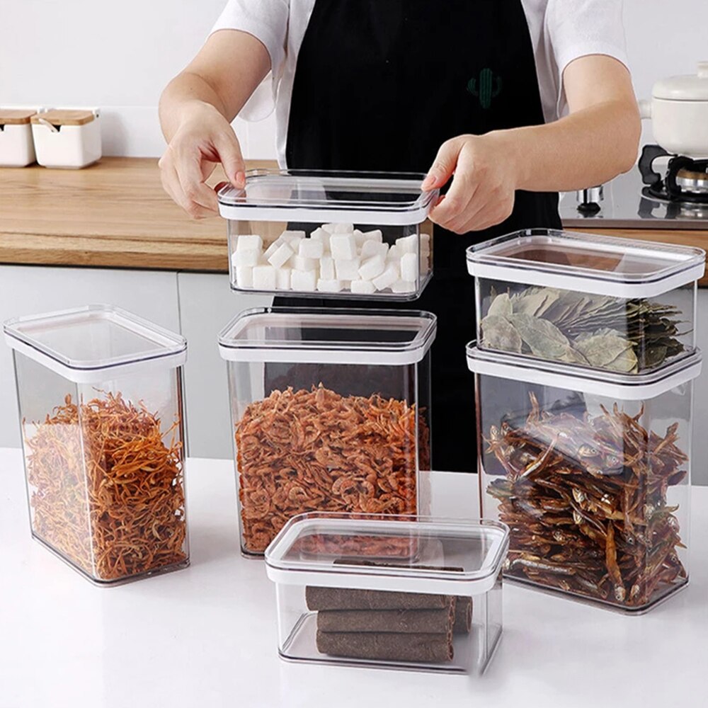 Kitchen Food Storage Container Hanging Rack Refrigerator Organizer Clear Case Multigrain Storage Tank Transparent Sealed Cans