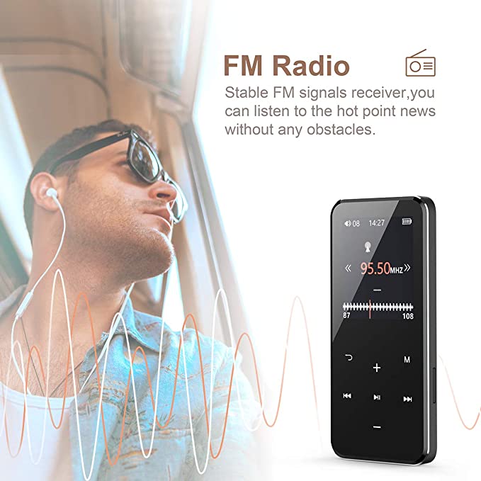 MP3 Player with Bluetooth 4.1, 16GB Music Player Portable Lossless Sound Bluetooth mp3 Player with FM Radio Voice Recorder Touch