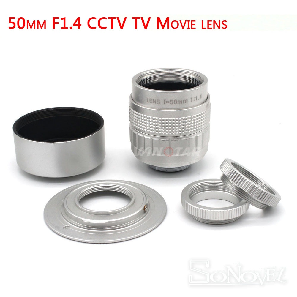 Zilver Fujian 50mm F1.4 CCTV Movie Lens + C-M4/3 Mount Voor Micro 4/3 m4/3 EPL5 EPM3 EPL7 OM-D DMC-GX1 GF3 voor Panasonic Olympus