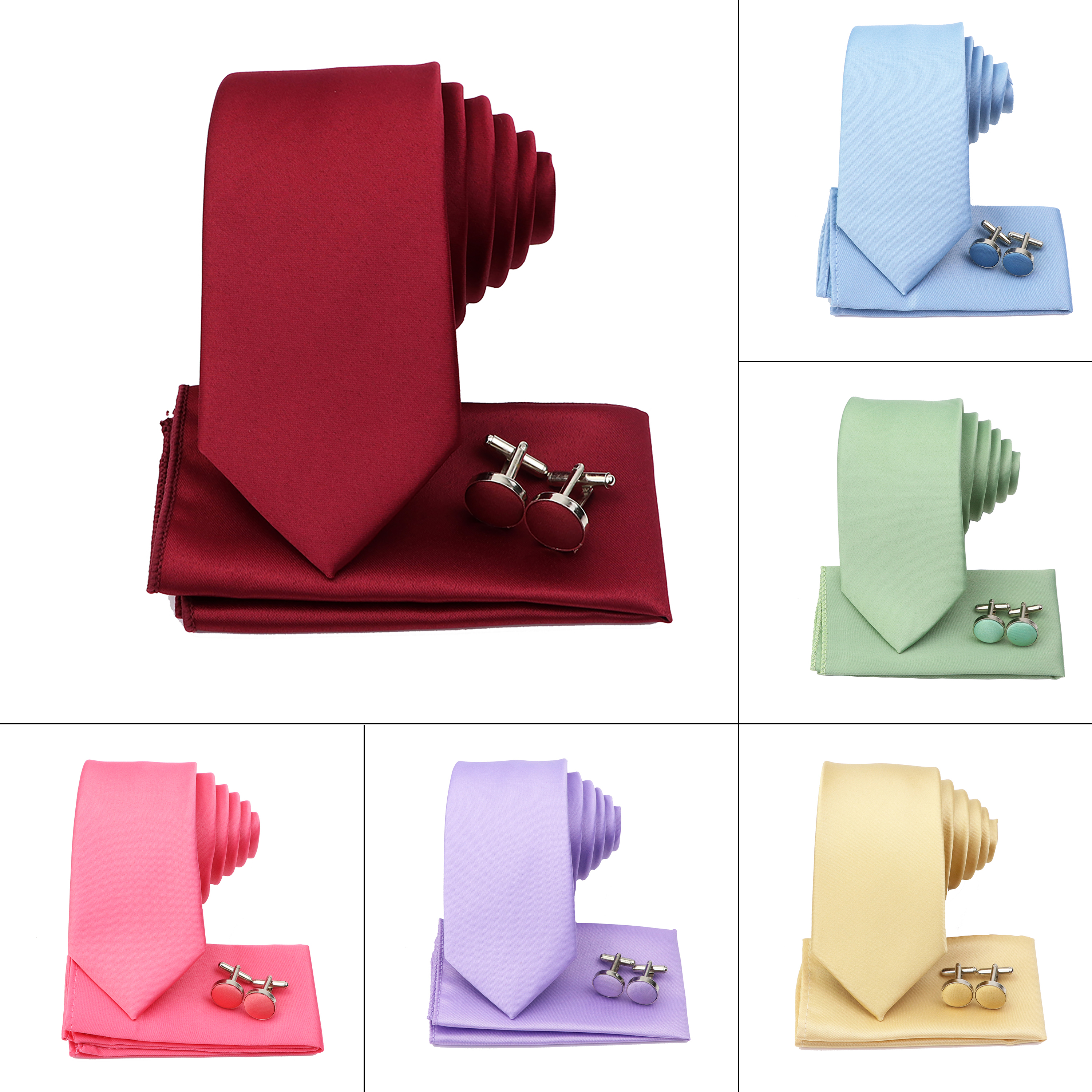 Heren Kleurrijke Polyester Stropdas Bowtie Cufflink Broche Set Salie Groene Roze Stropdassen Zakelijke Bruiloft Shirt Accessoires Cadeau