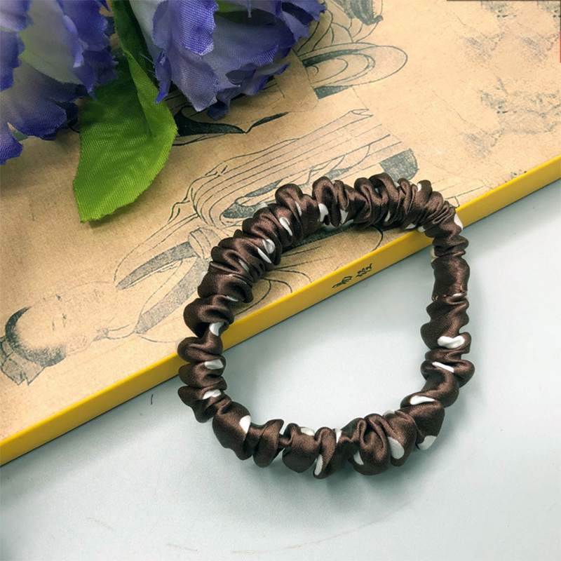 Silk Women's Hair Scrunchie Hairband 1cm wide Elastic Band Ponytail Holder Hair Accessories: Beige