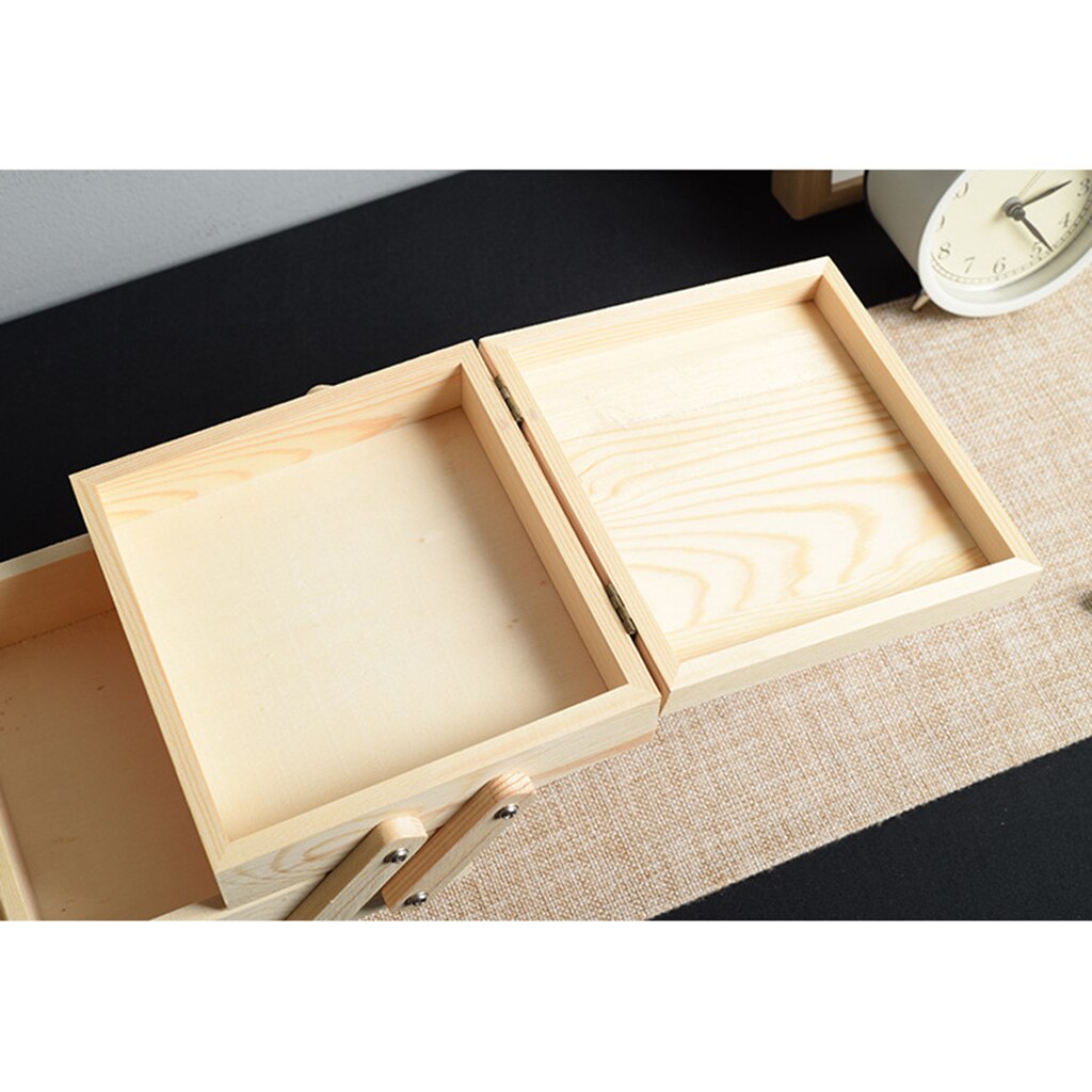 Cantilever 3 Tier Sewing Box Wooden Sew Kits Supplies Storage Case Holder Container