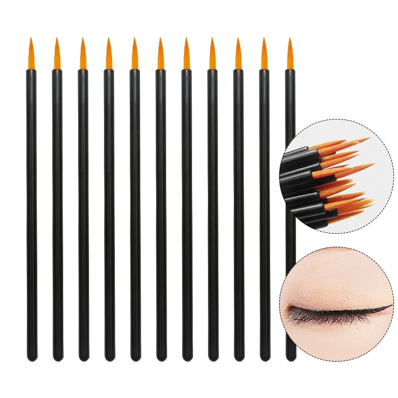 50 Stuks Nylon Wegwerp Beauty Nail Brush Eyeliner Brush Makeup Tools Lipliner Borstel Applicator Verstelbare Lengte Handvat