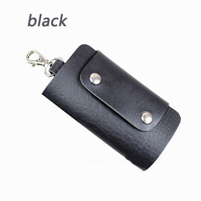 Key Wallet Purse Cheap Candy Colors Women Men's Pu Leather Pocket Keys Organizer Holder Pouch Case Bag for Car: Black