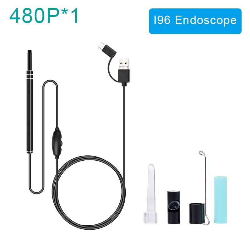 Ear Cleaning Endoscope 3 in 1 USB Visual Ear Cleaning Tool Mini Camera for Android 5.5mm Ear Health Care Tool Ear Pick Otoscope: 480P black