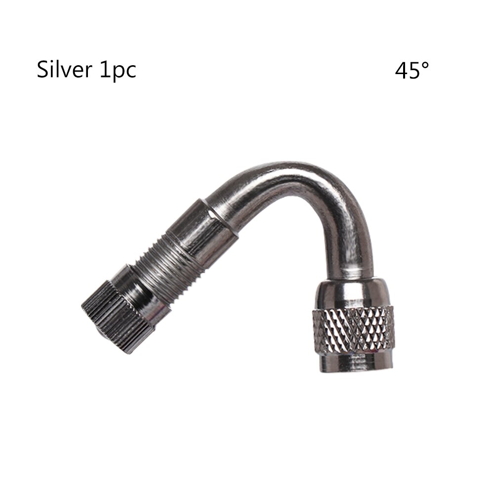 1Pc Hoek Gebogen Messing Air Tyre Ventiel Met Uitbreiding Adapter Voor Auto Vrachtwagen Motorfiets Fietsen Accessoires 3 Maten: Silver 45 -1PC