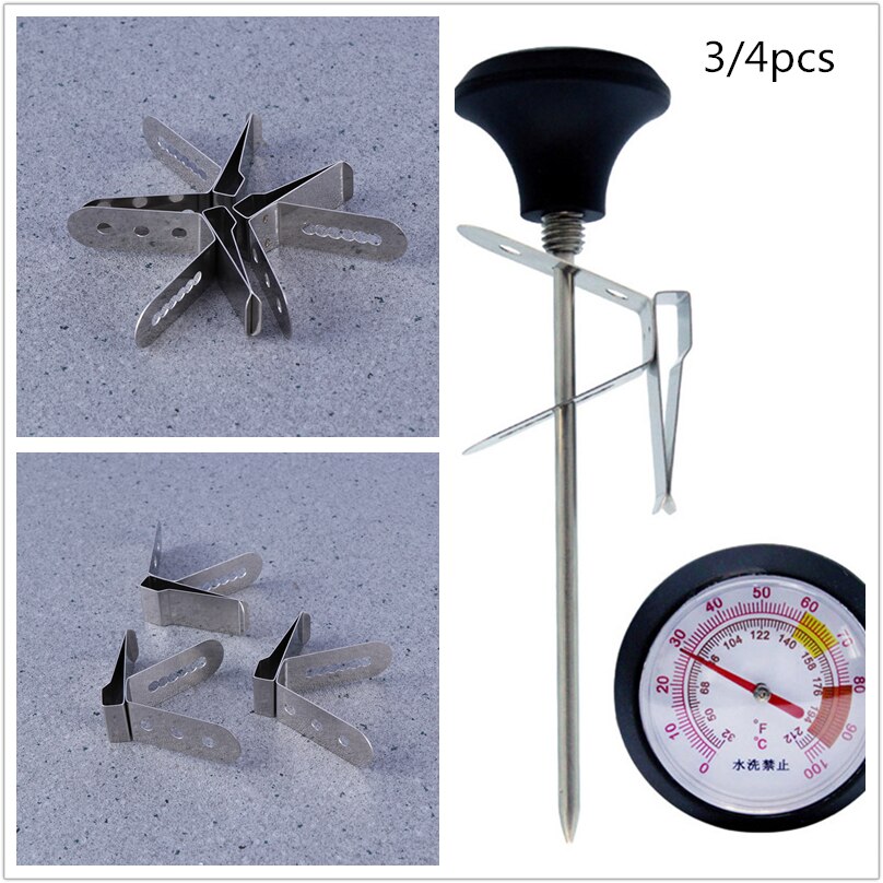 1-4 pcs Nontoxic Heat-Resisting Harmless Probe Clip Holder Stainless Steel Thermometer Holder for Measurement