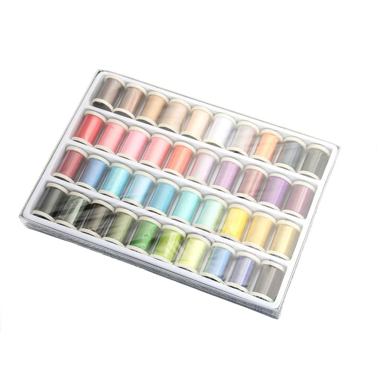 Boîte de 40 couleurs bobines Machine à broder fil à coudre fil à tricoter bobines artisanat broderie fil fil fil Kit bricolage outils de couture