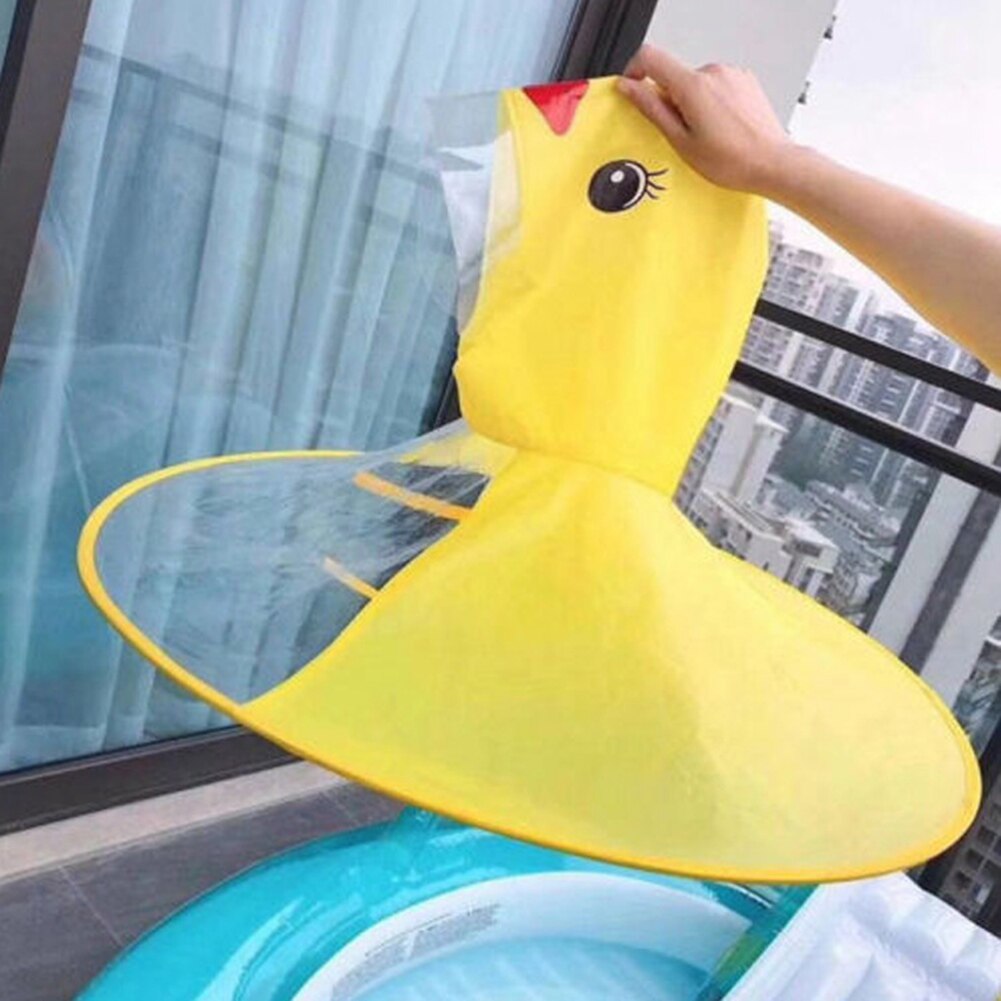 Children's Raincoats Hat Cartoon Duck Rain Hat Foldable Umbrella Cape Cute Rain Coat Cloak Universal for Boys Girls