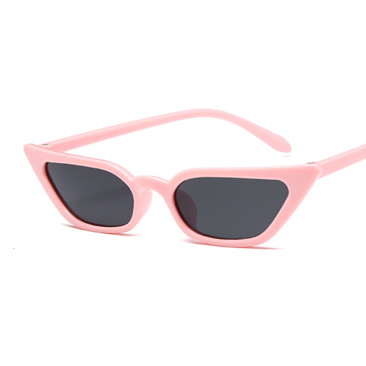 Gafas de sol de de ojo de gato de de lujo de de gafas triangulares estrechas pequeñas gafas de sol Vintage para mujer: Pink Gray