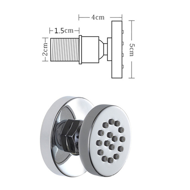 Hongdec 4 stks Messing ronde douche Body Jet Massage Spa Vast Gemonteerde Sproeier SET Chrome