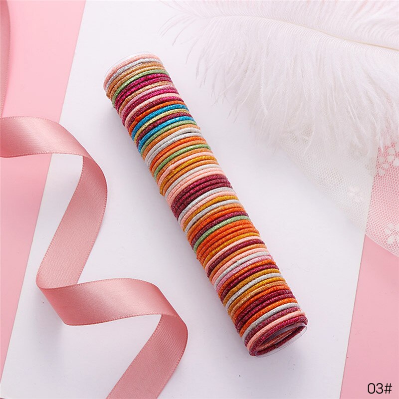 10-600PCS Cute Girls Colourful Ring Disposable Elastic Hair Bands Ponytail Holder Rubber Band Scrunchies Kids Hair Accessories: 50pcs 3cm 03