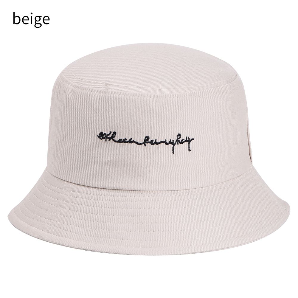 Sombrero de pescador estilo callejero para hombre y mujer, gorro de pescador con bordado de letras en inglés, estampado de letras, protección solar: beige