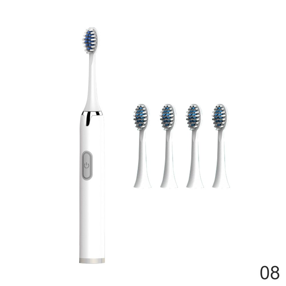 1 Set Adult Timer Brush No Rechargeable Tooth Brushes Replacement Heads Set Battery Operated Oral Hygien Teeth: white 5pcs head