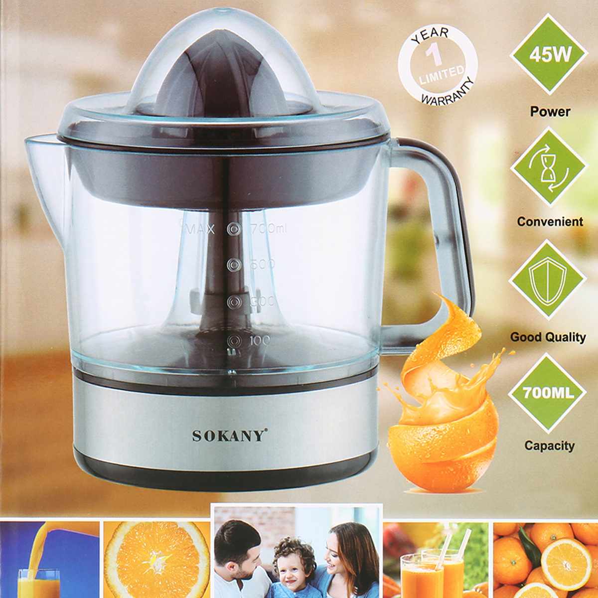 Exprimidor eléctrico para el hogar, exprimidor eléctrico de frutas limón y naranja, 700ml
