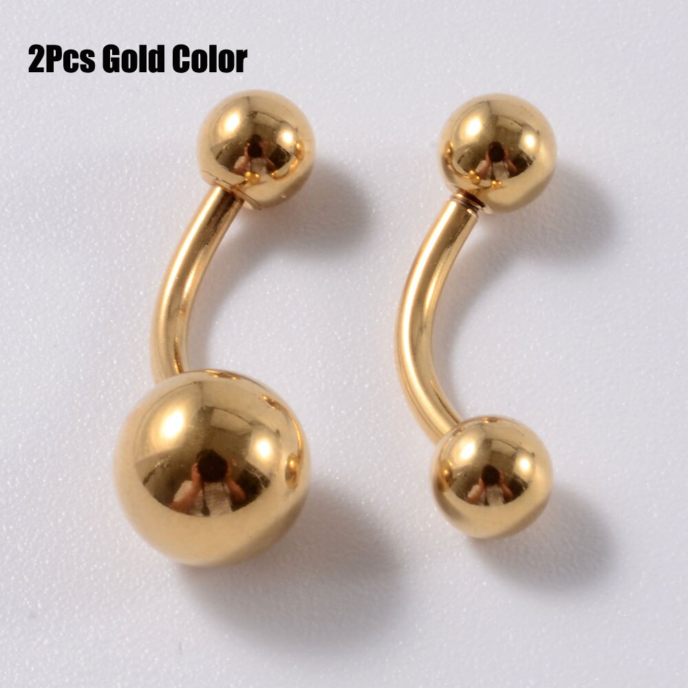 Piercing para el ombligo Mxied de 14g x 10x5/8mm, Piercing para el ombligo, dorado, Negro, Rosa, chapado en oro anodizado, joyería para el cuerpo, 2 uds.: Gold
