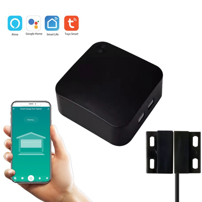 Moniteur d&#39;ouverture/fermeture à distance, 1 pièce, wi-fi, application Smart Life, pour porte de Garage, fonctionne avec Alexa, Echo, Google Home, aucun Hub requis: Default Title
