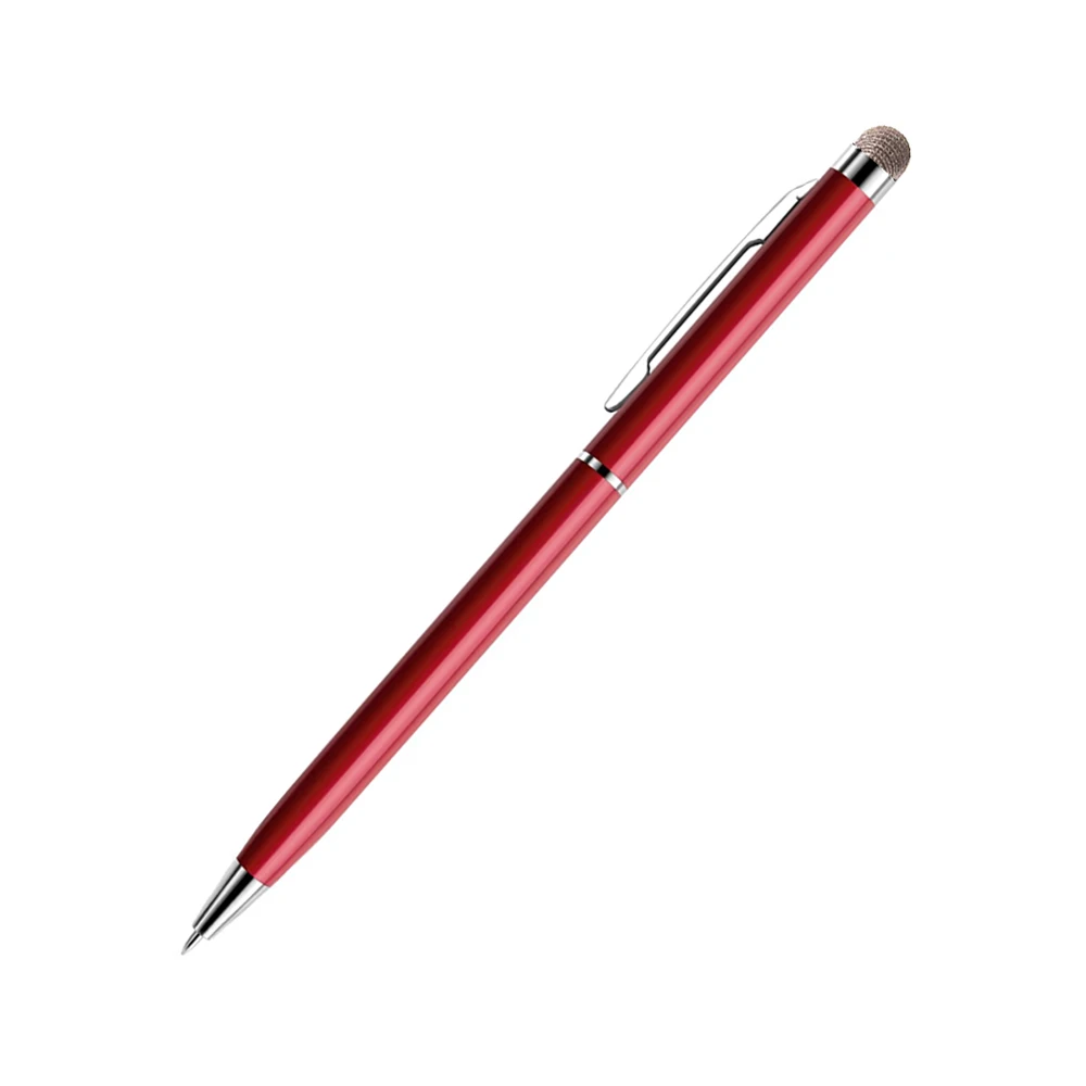 2 In 1 Mini Metal Capacitive Touch Screen Microfiber Stylus With Roller Ballpoint Pen For Apple iPad iPhone: Burgundy / Blue