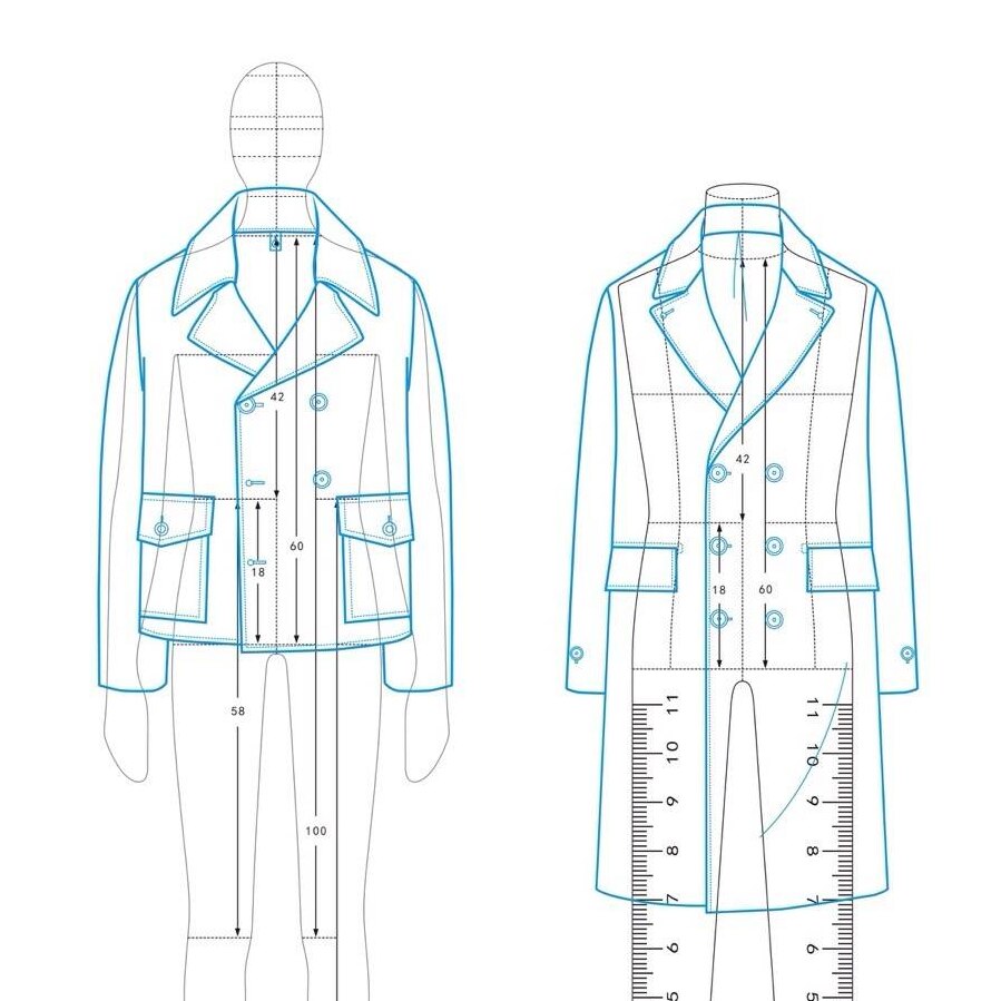 Male Ruler Garment Effect Style Men Drawing Template Ruler Original Model 25cm Height