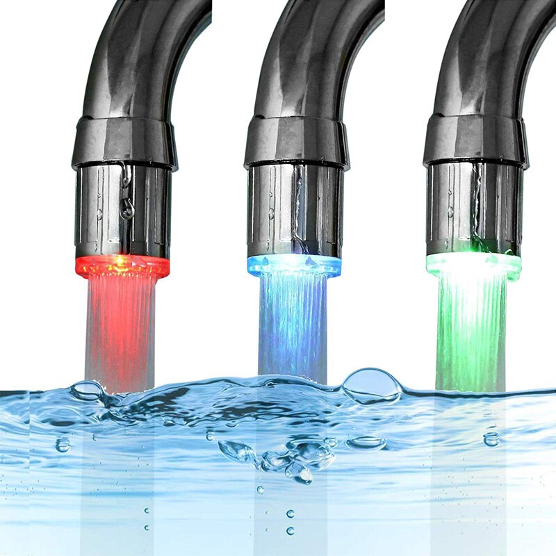 Luminous Lightup LED Water Faucet Colorful Changing Glow Nozzle Shower