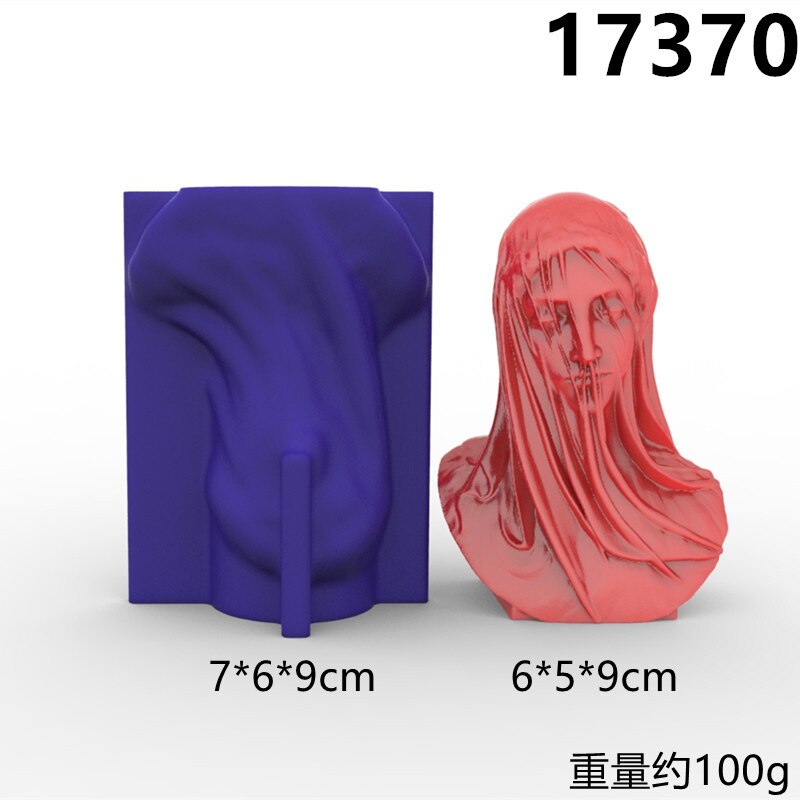 Buste Van Gesluierde Meisje Kaars Siliconen Mal Voor Handgemaakte Desktop Decoratie Gips Epoxyhars Aromatherapie Kaars Siliconen Mal: plum
