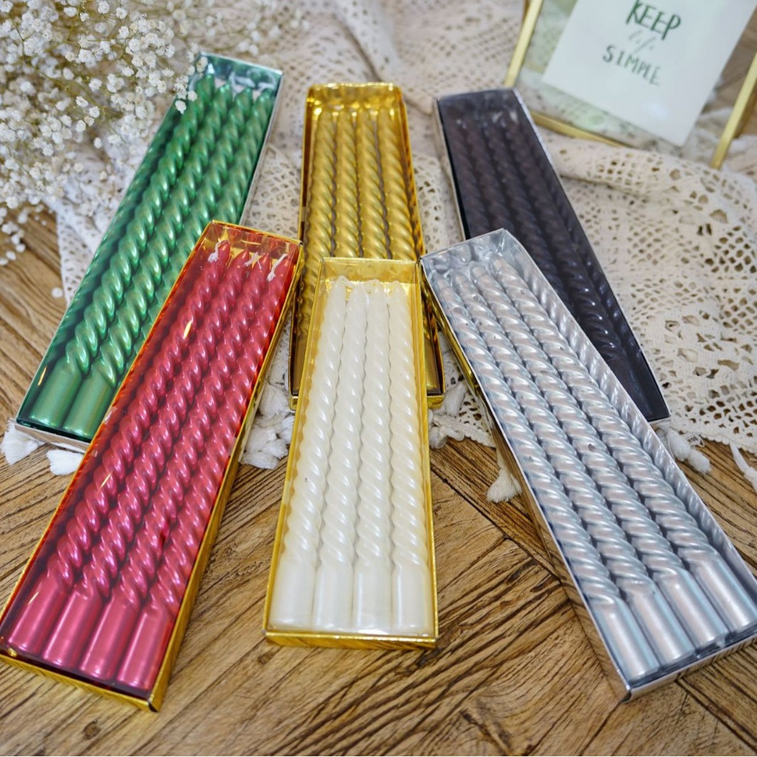 4 stuks lange stok gekleurde kandelaarkaarsen met schroefdraad, romantische familiekaarsen, dinerdecoraties, bruiloften, verjaardagen, kaarsen