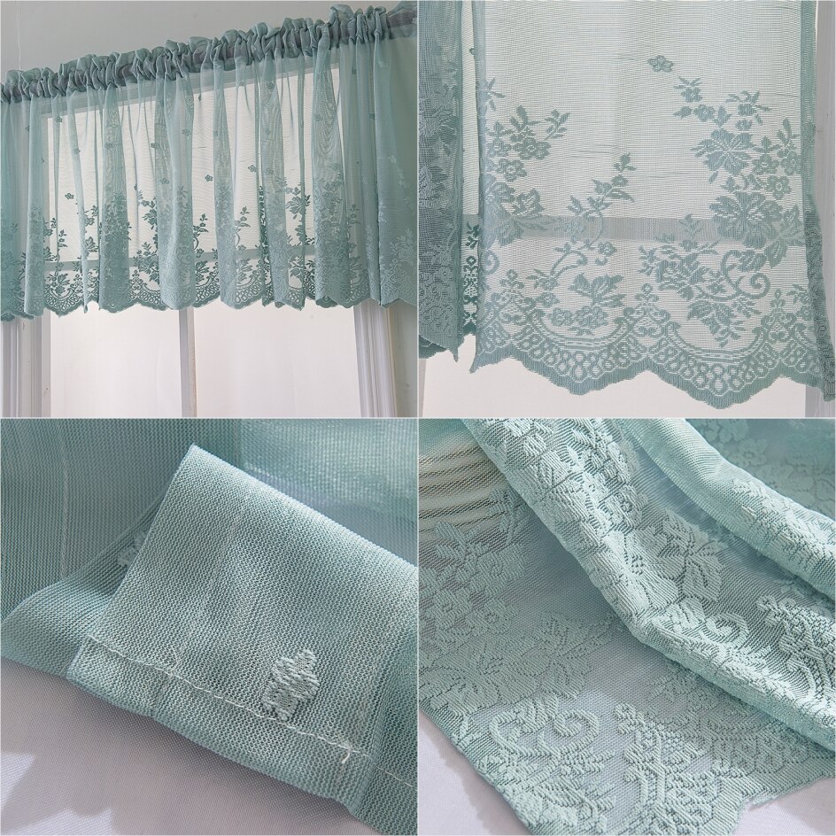 Moderne dentelle Jacquard fenêtre rideau cantonnière dentelle ourlet café court rideau pour armoires de cuisine porte chambre décor à la maison