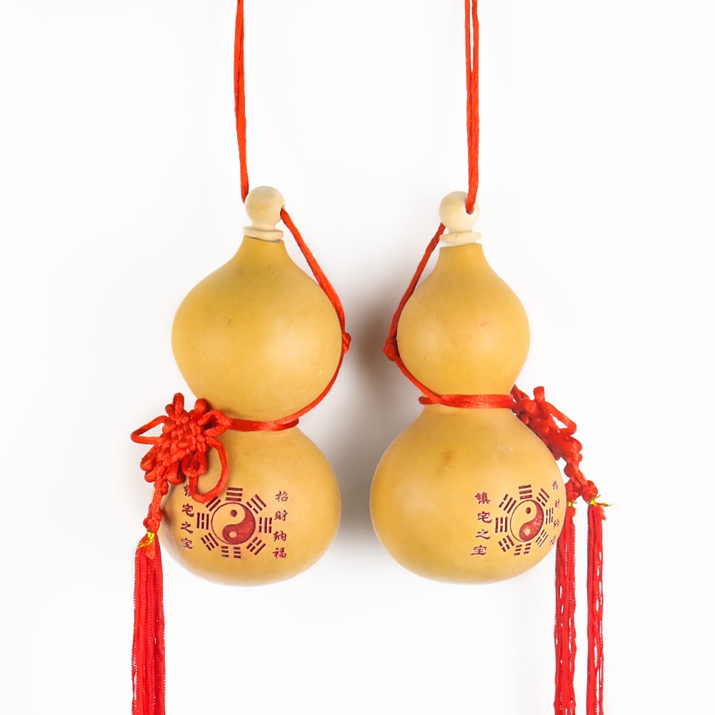 Bouteille de gourde naturelle Tai Chi Yin Yang Fengshui, ornements suspendus, flacon de hanche avec couvercle, Collection artisanale, décoration murale de jardin de maison