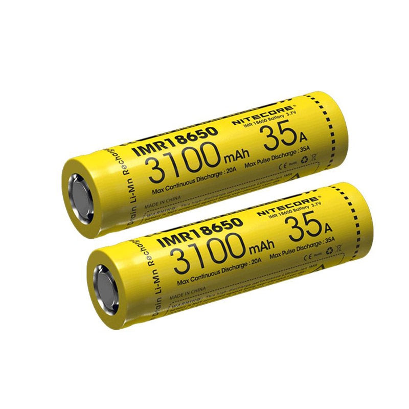 2 stuks NITECORE IMR 18650 li-ion batterij 3100mAh 35A 3.7v Hoge Afvoer Batterij