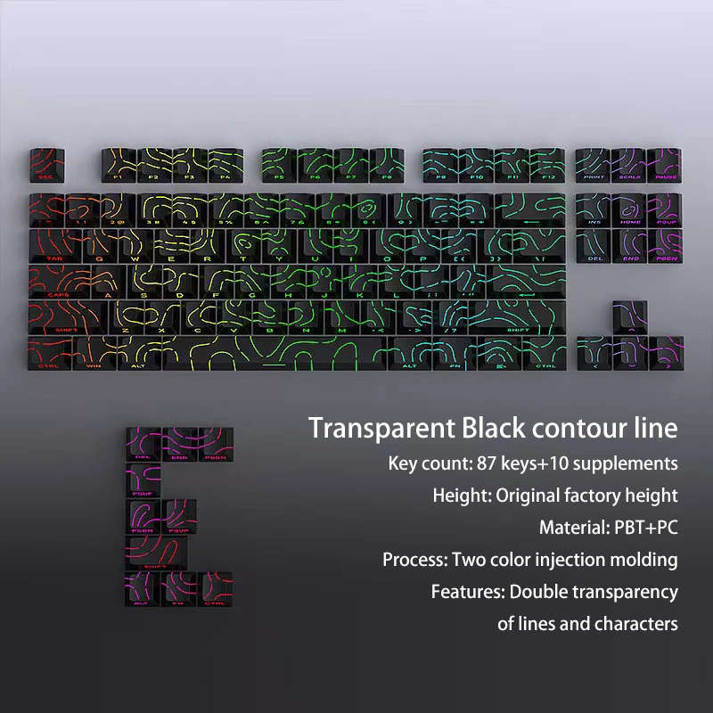 Contour 4.0 Side Engraved Keycap PBT Translucent 97 Key Gaming Mechanical Keyboard Key Cap White For Magnetic Switch F75 GMK87: Beige