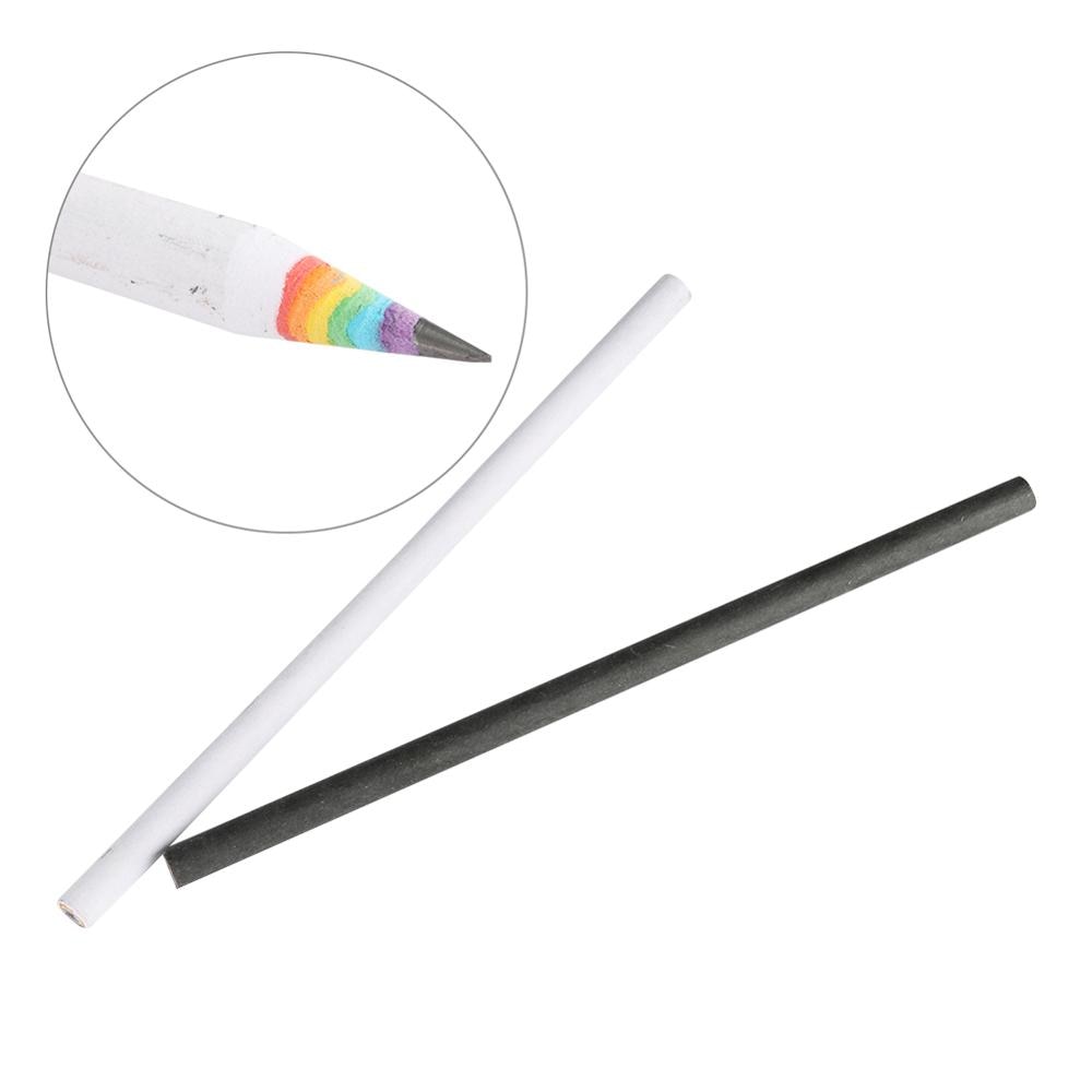 2 Stuks Leuke Houten Regenboog 2B Potlood Gradiënt Student Cilindrische Potlood Voor Kids School Kantoorartikelen Potlood Briefpapier