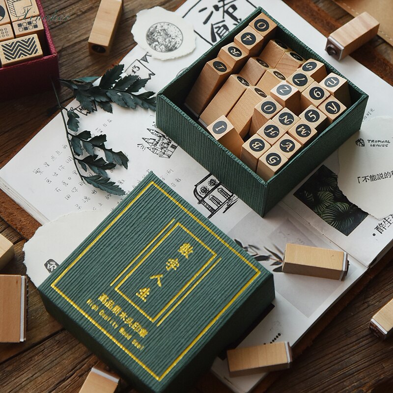 XINAHER 1set Vintage geometric digital stamp DIY wooden rubber stamps for scrapbooking stationery scrapbooking standard stamp