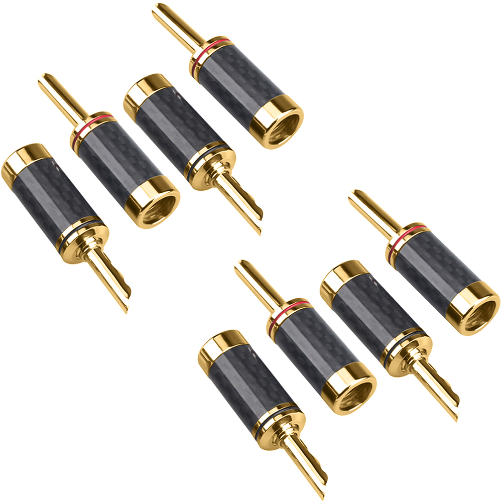 8 Uds Hifi BFA conector banana chapado en oro/rodio cable de altavoz de audio de fibra de carbono conector banana: Blanco