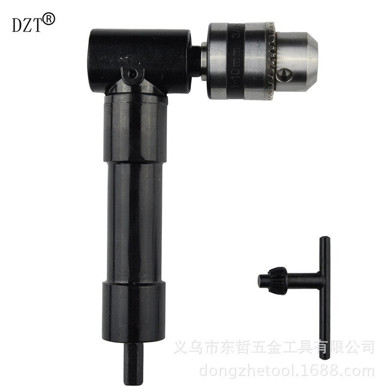 90degree right angle electric drill three-jaw chuck corner device multifunctional multi-purpose alloy electric right angle drill: Gold