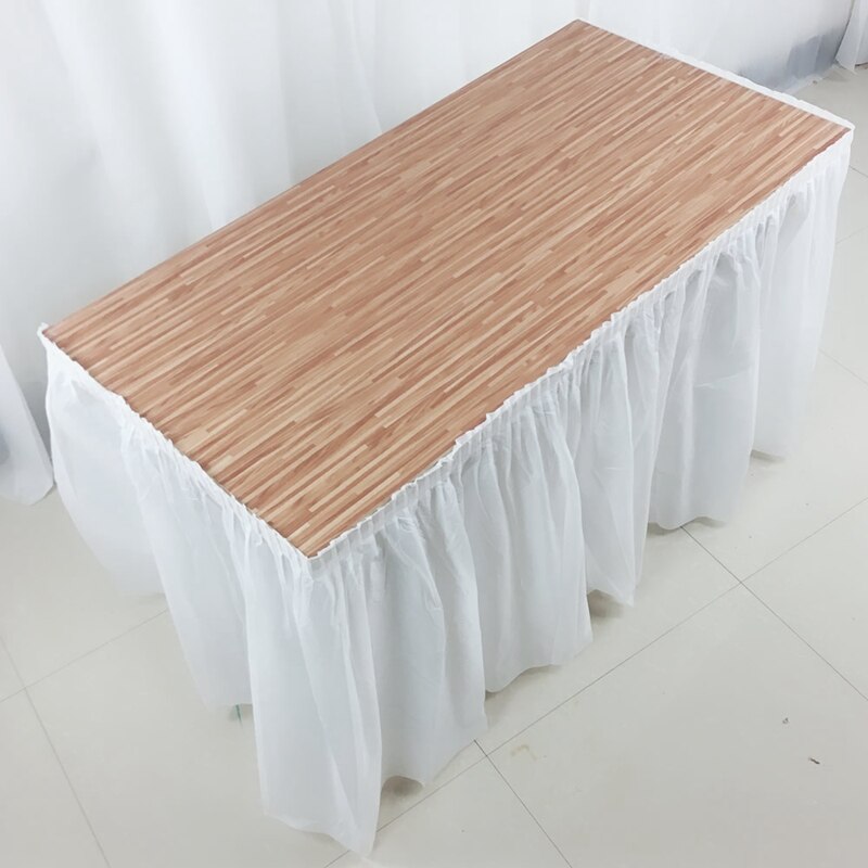 Disposable Table Skirt PEVA Table Skirting Rectangle Desk Skirt Kid Birthday Party Table Cover for Wedding Party Home Decoration: White Table Skirt
